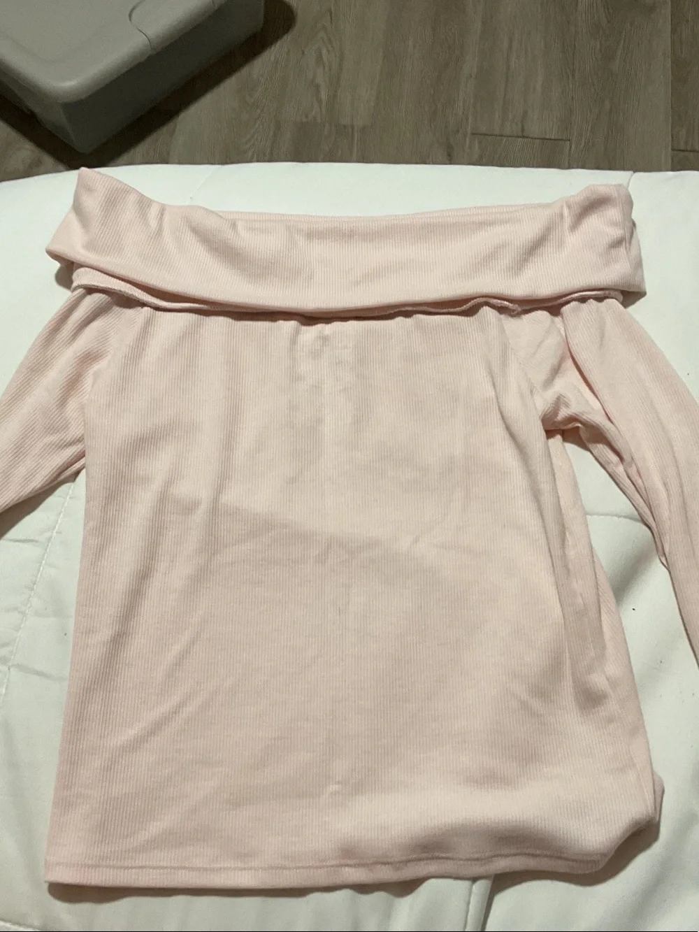 aerie Light Pink Off-The-Shoulder Ribbed Sweater